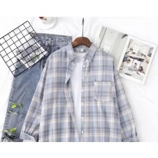 Kemeja Flannel Kotak Pastel Oversize Korean Softboy Style